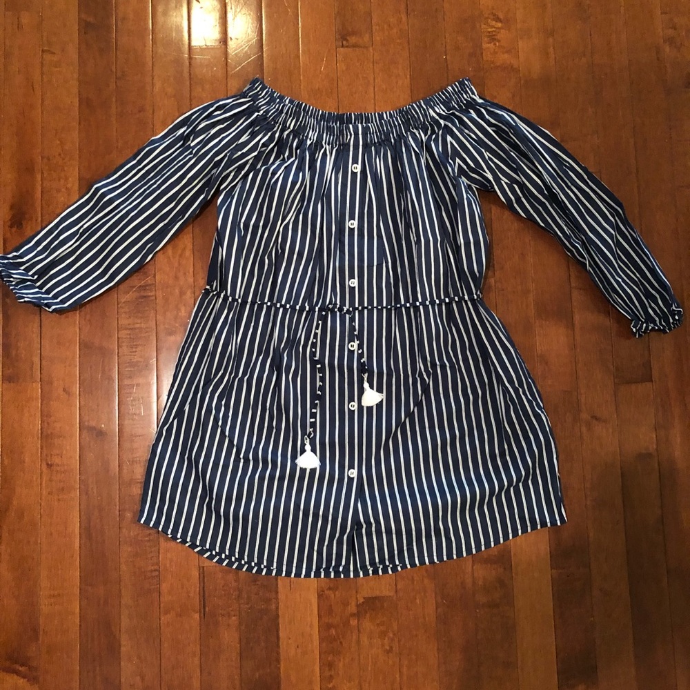 Faithfull the Brand Eve Dress in Sienne Stripe